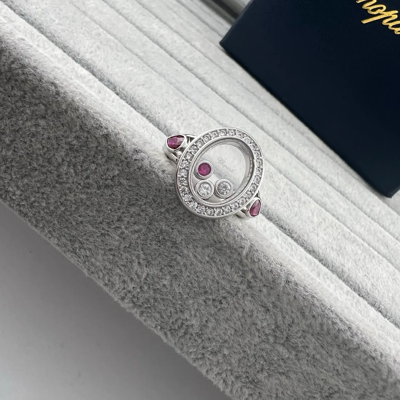 Chopard Happy Hearts Oval Pavé Diamond and Ruby Ring 2
