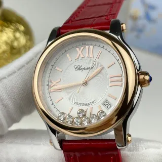 Chopard Red Gold Two-Tone Stainless Steel And Rose White Guilloché Dial Mechanical Watch