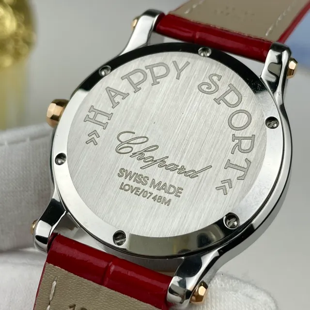 Chopard Or Rouge Bicolore Acier Inoxydable Et Rose Blanc Cadran Guilloché Montre Mécanique 4