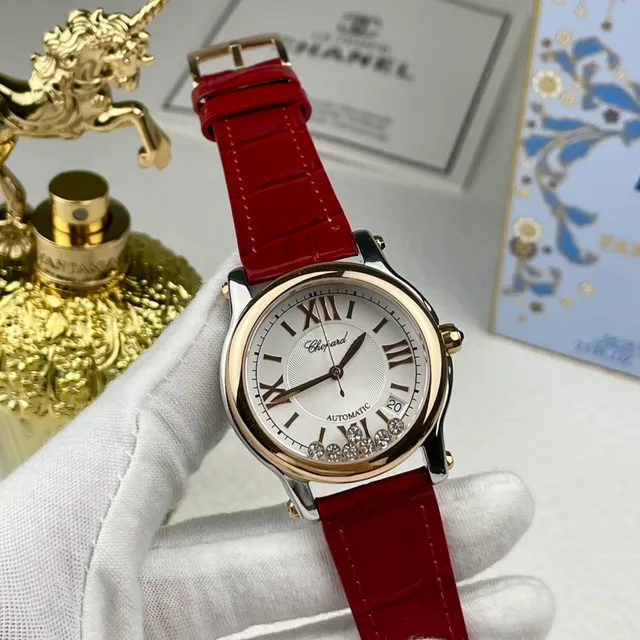 Chopard Or Rouge Bicolore Acier Inoxydable Et Rose Blanc Cadran Guilloché Montre Mécanique 6