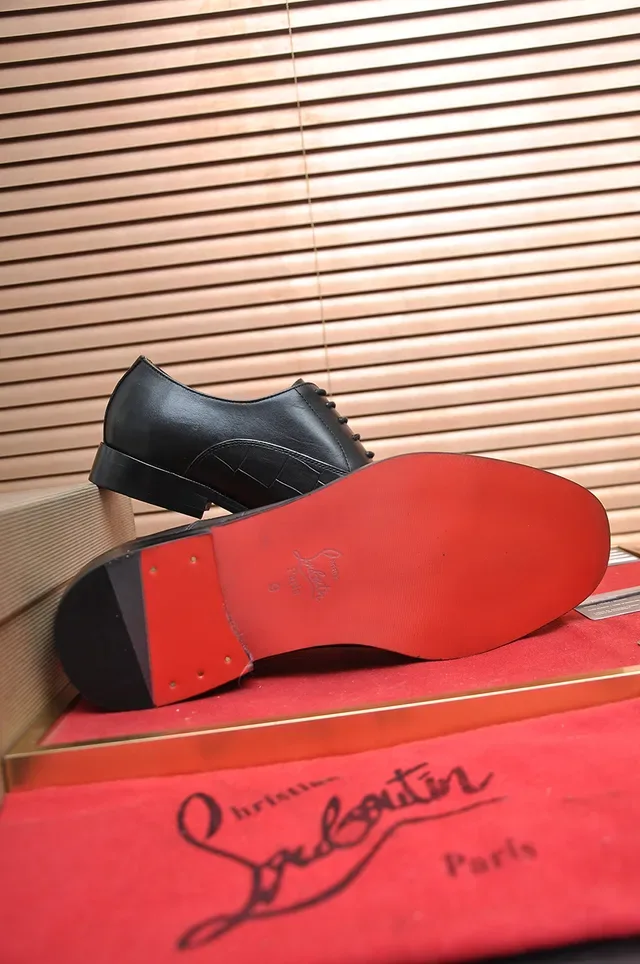 Christian Louboutin Black Croc-Embossed Cap-Toe Oxford Shoes 3