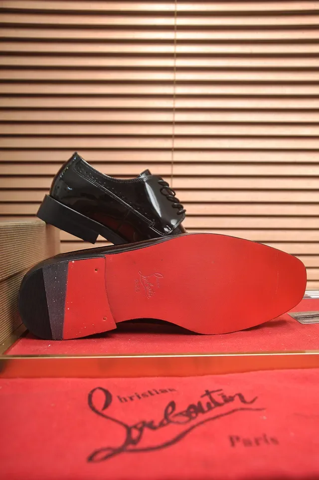 Christian Louboutin Cap-Toe Brogue Oxford Black Brown High-Gloss Patent Leather Oxford Shoes 3
