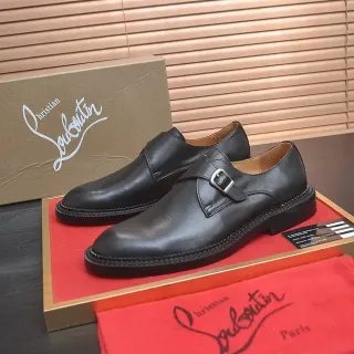 Christian Louboutin Single Monk Strap Black Leather Monk Shoes