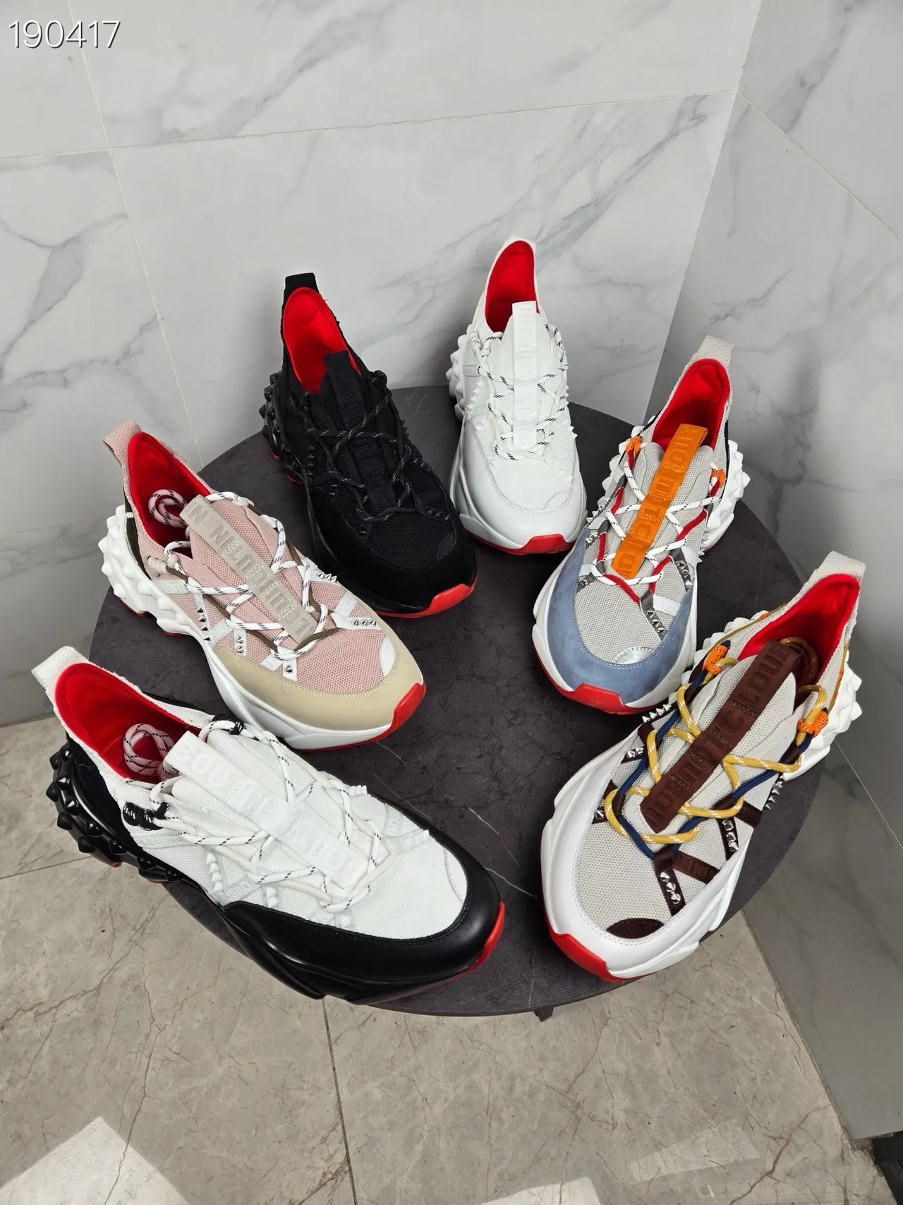 Christian Louboutin منصة مدببة أسود وأحمر حذاء رياضي سميك 2