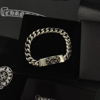 Chrome Hearts Double Flower Curb Link Silver Bracelet
