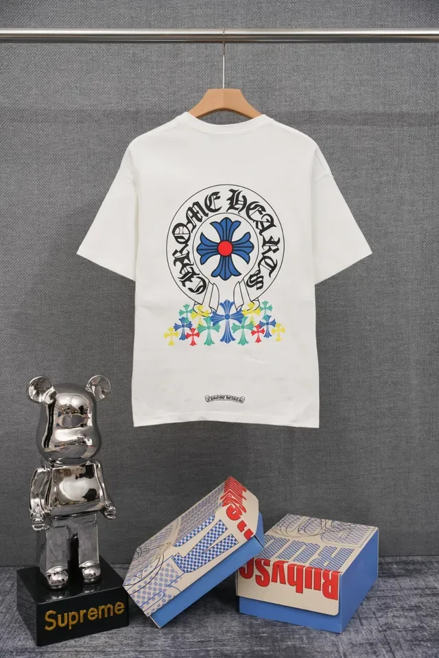 Chrome Hearts Floral Cross Embroidered White T-Shirt 4