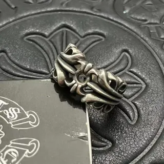Chrome Hearts Silver Black Sculptural Gothic Ring