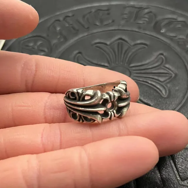 Chrome Hearts Silver Black Sculptural Gothic Ring 5
