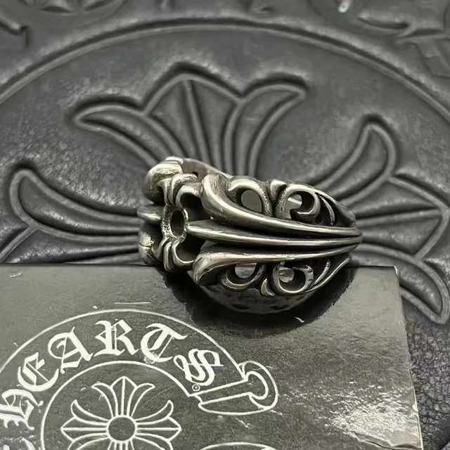 Chrome Hearts Silver Black Sculptural Gothic Ring 8