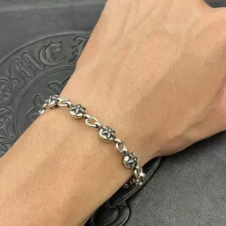 Chrome Hearts Silver Floral-Bead Links Toggle Clasp Bracelet 5