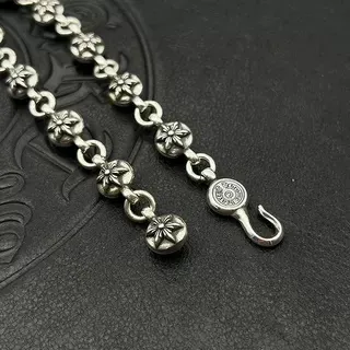 Chrome Hearts Silver Floral-Bead Links Toggle Clasp Bracelet 6