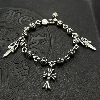 Chrome Hearts चाँदी বহু চার্ম হাতের চুড়ি