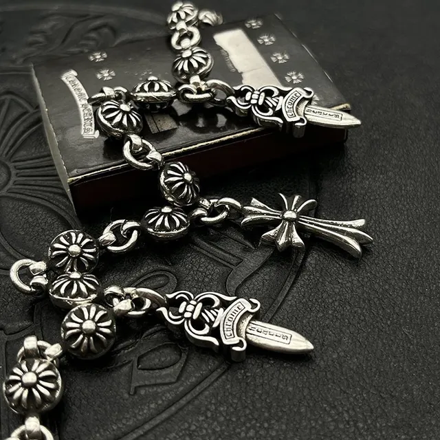 Chrome Hearts Plata Multi-Charm Pulsera 4