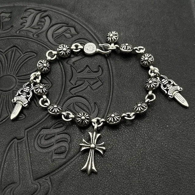 Chrome Hearts Plata Multi-Charm Pulsera 6