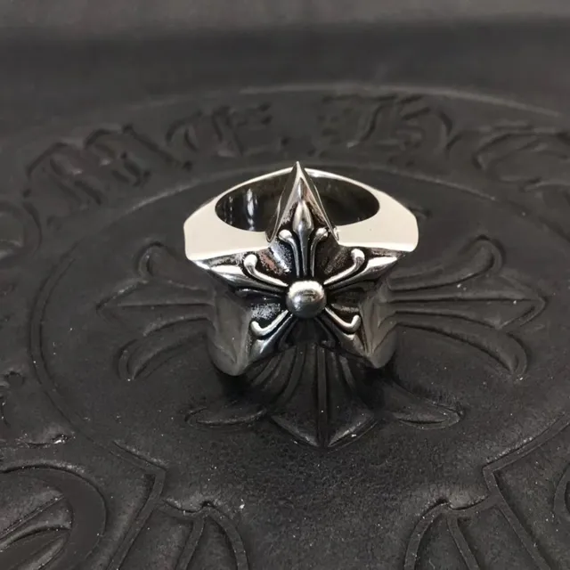 Chrome Hearts Star Fleur Polished Silver Sculptural Ring 7