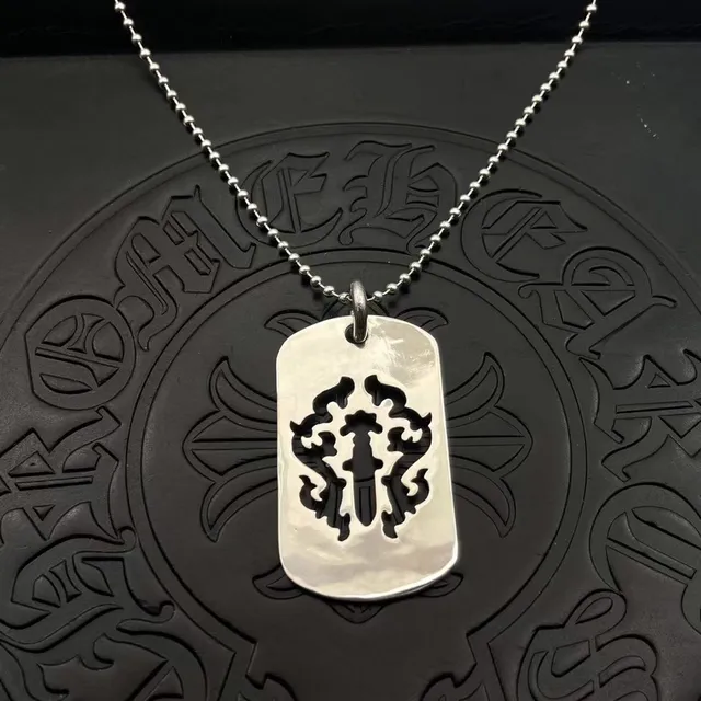 Chrome Hearts Sword Dog Tag Collier Argent Poli 5