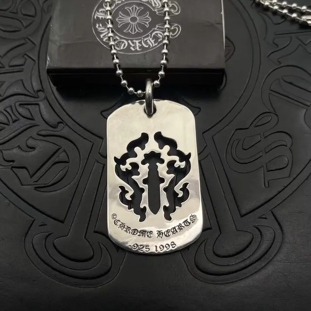 Chrome Hearts Sword Dog Tag Collier Argent Poli 2