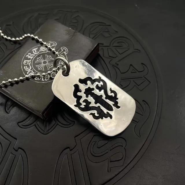 Chrome Hearts Sword Dog Tag Collier Argent Poli 3