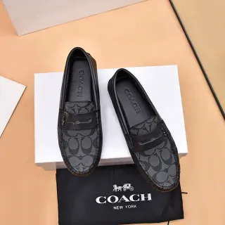 Coach Black Gray Penny Signature C-Print Canvas Loafer