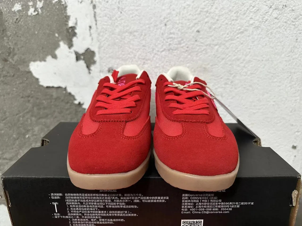 Converse One Star أحمر وردي نسيج منخفض الارتفاع أسلوب حياة حذاء رياضي 3