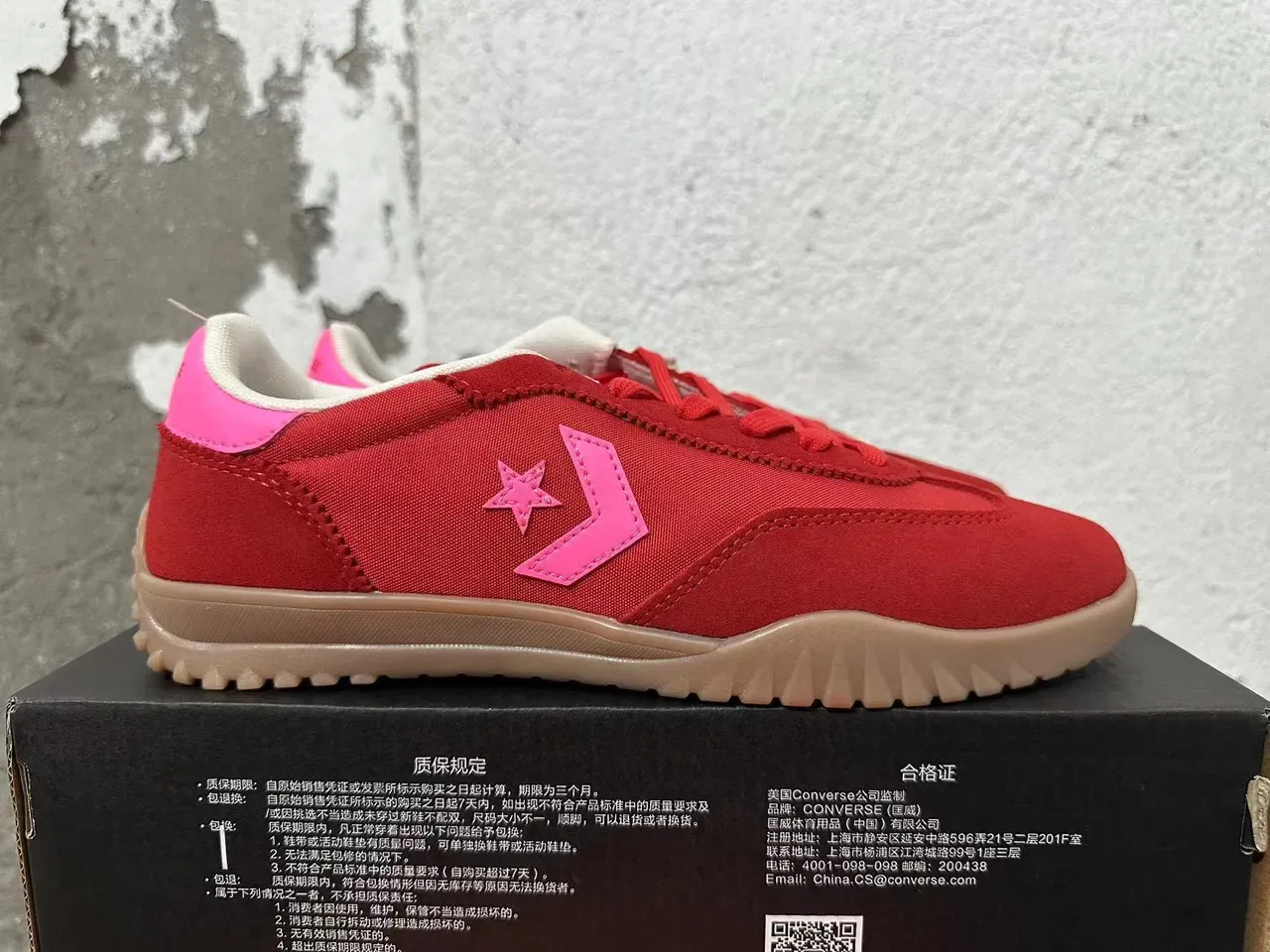 Converse One Star أحمر وردي نسيج منخفض الارتفاع أسلوب حياة حذاء رياضي 4