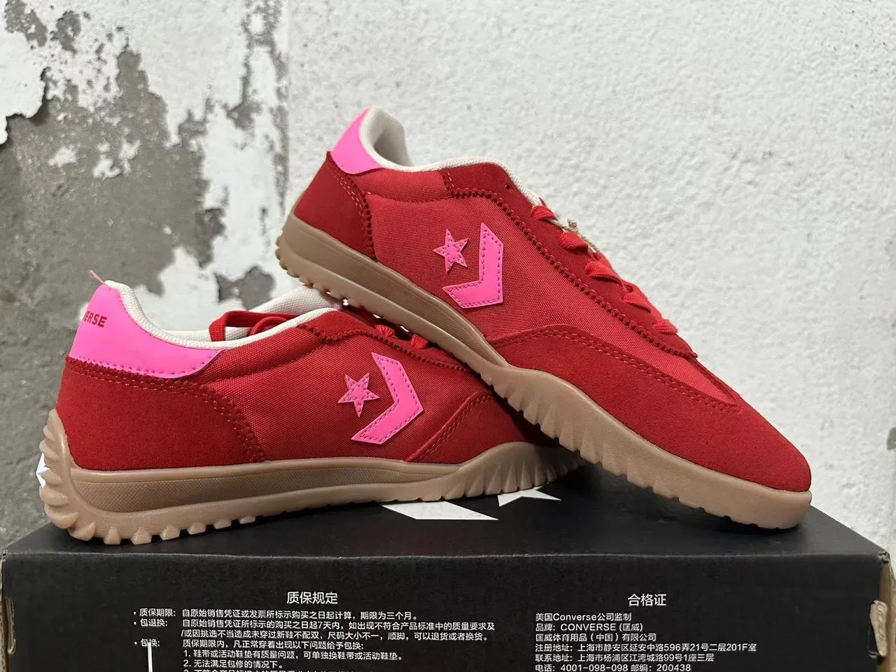 Converse One Star أحمر وردي نسيج منخفض الارتفاع أسلوب حياة حذاء رياضي 5