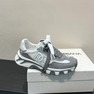 DC Shoes White Gray Platform Sole Mixed-Material Upper Chunky Sneakers