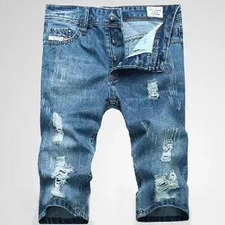 Diesel Distressed Mid-Thigh Denim Shorts