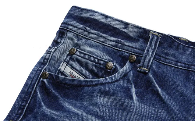 Diesel بنطال قصير جينز غسيل متوسط متضرر 9