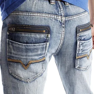 Diesel Slim-Tapered Medium Wash Distressed calça jeans 7