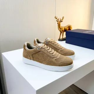 Dior B22-Style حذاء سنيكرز أسلوب حياة جلد سويد بني مونوغرام مطبوع