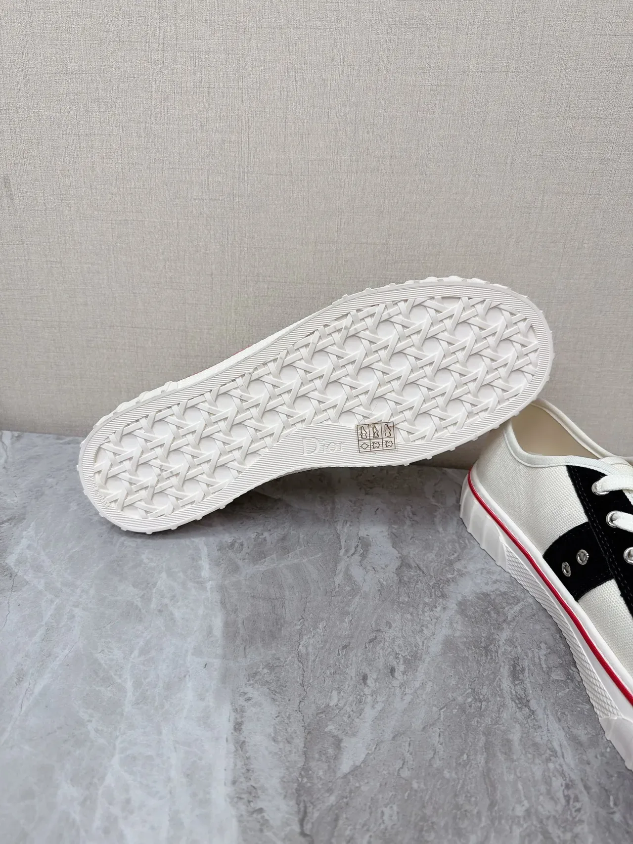 Dior B23 Beige Noir Chaussures Lifestyle Toile Supérieure Rayures Croisées 2