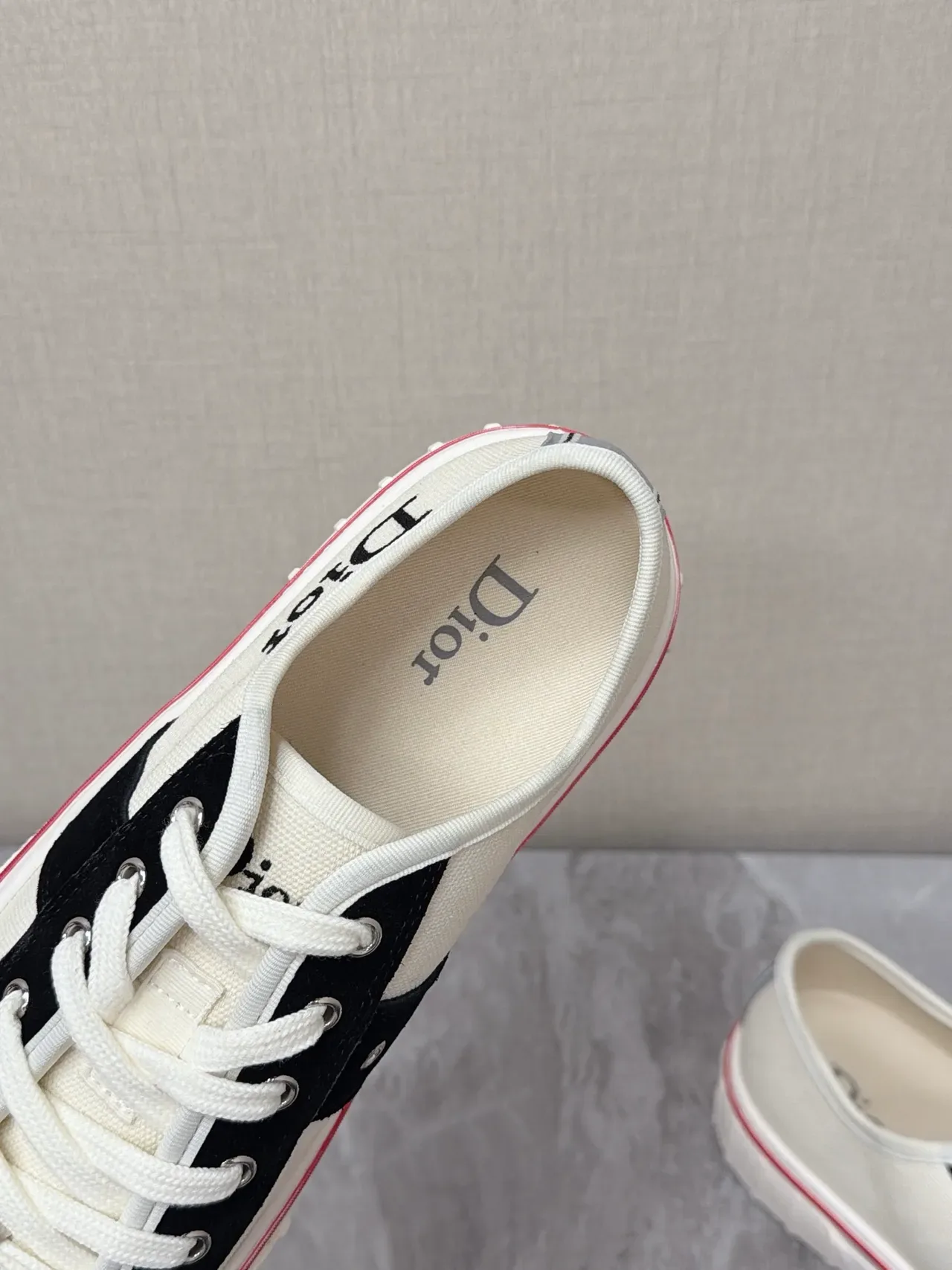 Dior B23 Beige Noir Chaussures Lifestyle Toile Supérieure Rayures Croisées 5
