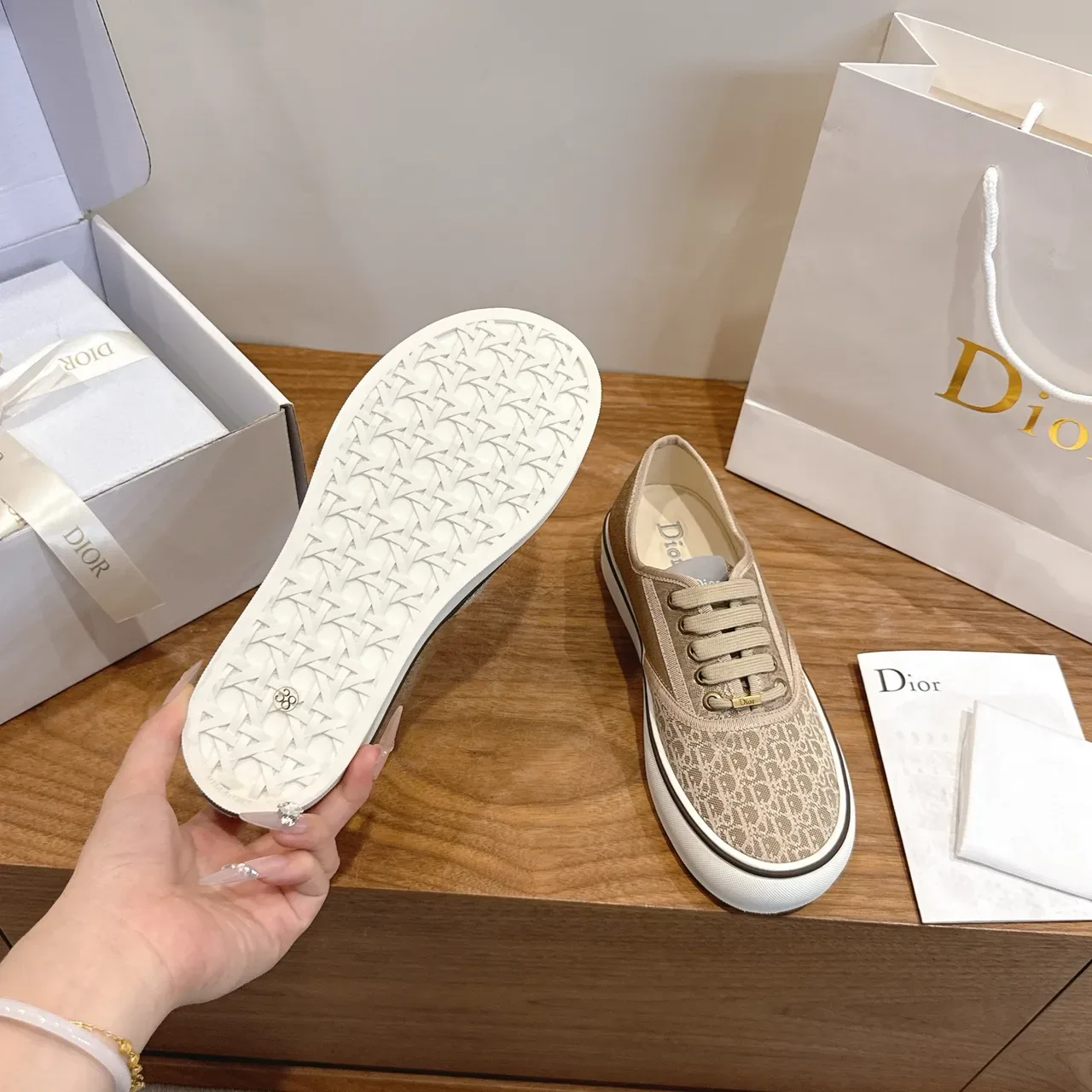 Dior B23 Beige Monogram Canvas Low-Top Lifestyle Sneakers 2