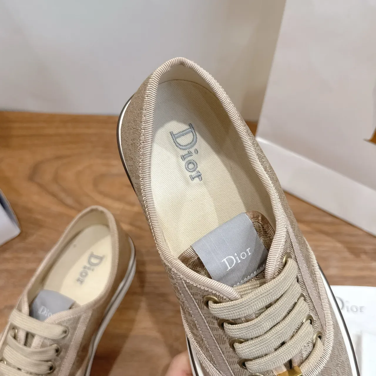 Dior B23 Beige Monogram Canvas Low-Top Lifestyle Sneakers 4
