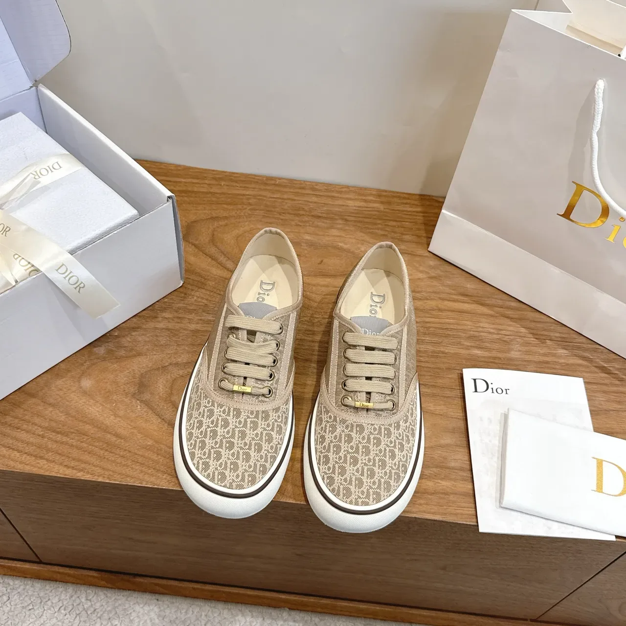 Dior B23 Beige Monogram Canvas Low-Top Lifestyle Sneakers 5
