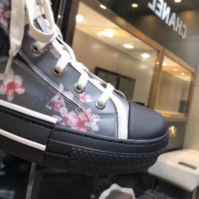 Dior B23 Floral Print Transparent High-Top Lifestyle Sneakers 2