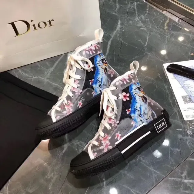 Dior B23 Floral Print Transparent High-Top Lifestyle Sneakers 3