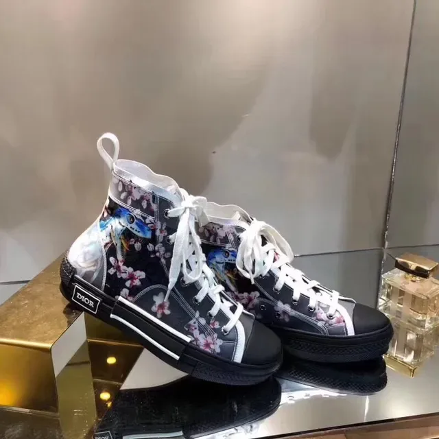 Dior B23 Floral Print Transparent High-Top Lifestyle Sneakers 4