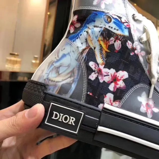 Dior B23 Floral Print Transparent High-Top Lifestyle Sneakers 5