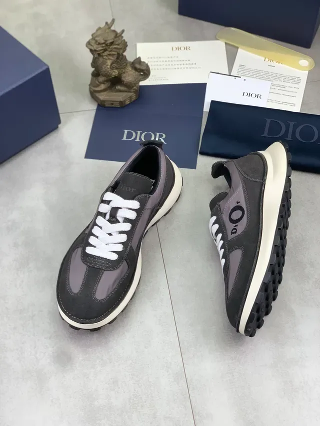 Dior B23 Sneakers Lifestyle Gris en Suède et Maille 5