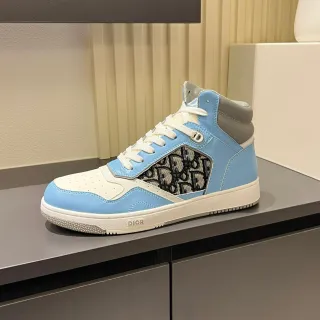 Dior B23 Light Blue and White Monogram High-Top Lifestyle Sneakers