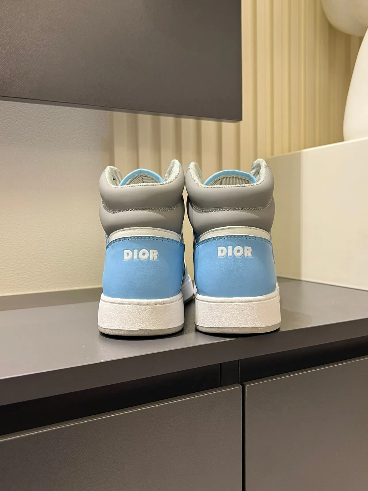 Dior B23 Light Blue and White Monogram High-Top Lifestyle Sneakers 9