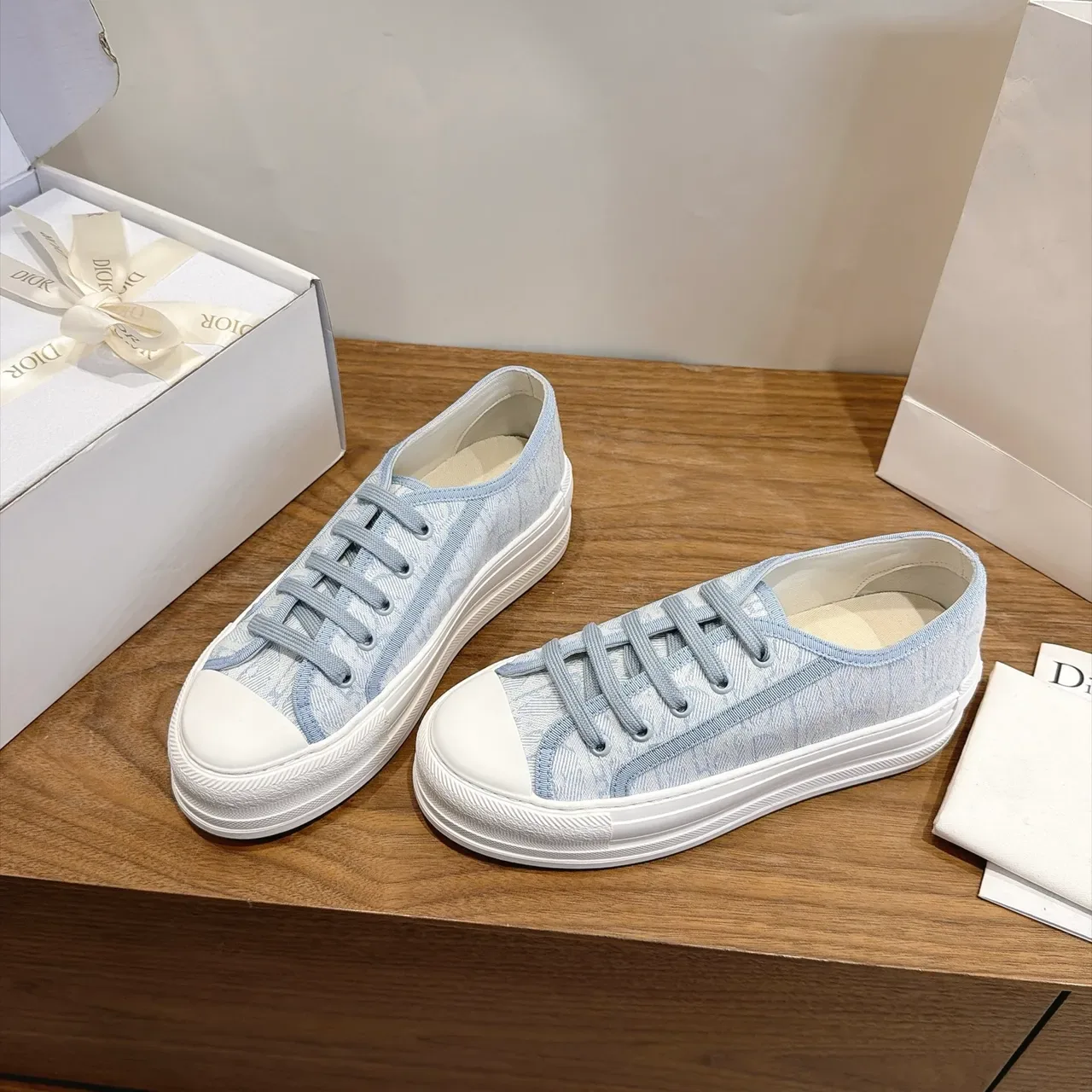 Dior B23 Light Blue Oblique Monogram Platform Lifestyle Sneakers 5