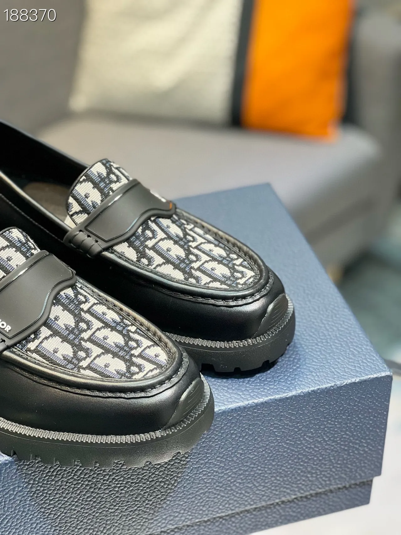 Dior B23 Mocassim Preto oblíquo jacquard Mocassins 4