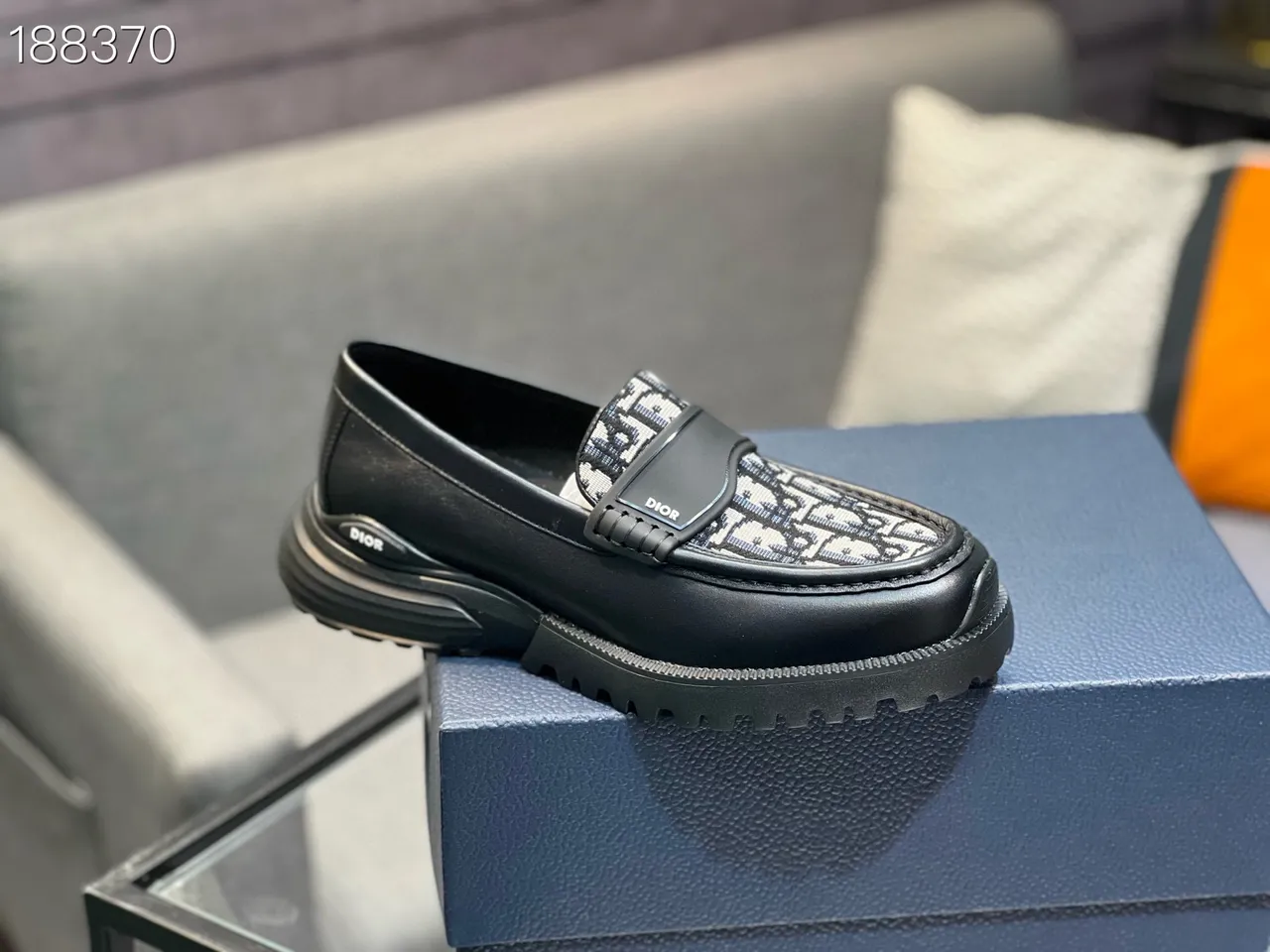 Dior B23 Mocassim Preto oblíquo jacquard Mocassins 5