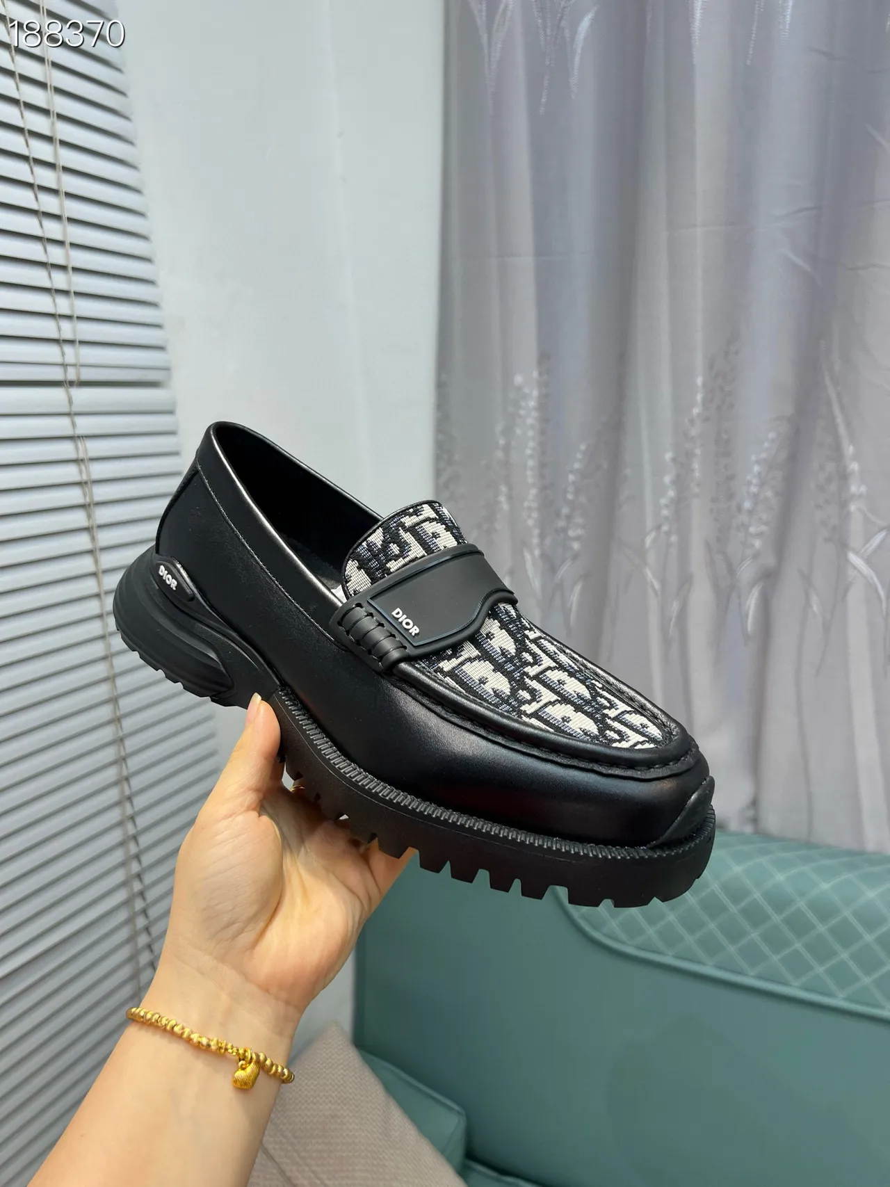 Dior B23 Mocassim Preto oblíquo jacquard Mocassins 6