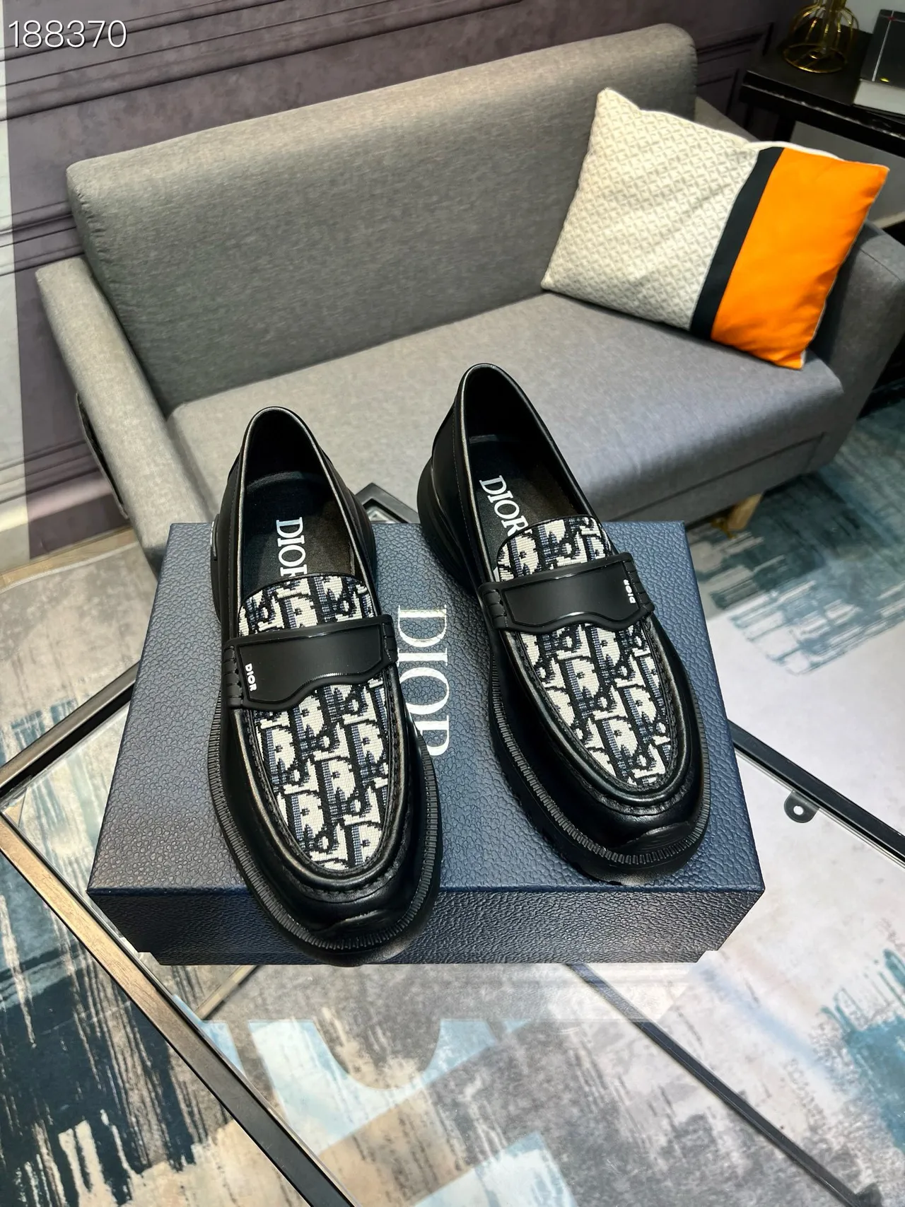 Dior B23 Mocassim Preto oblíquo jacquard Mocassins 7