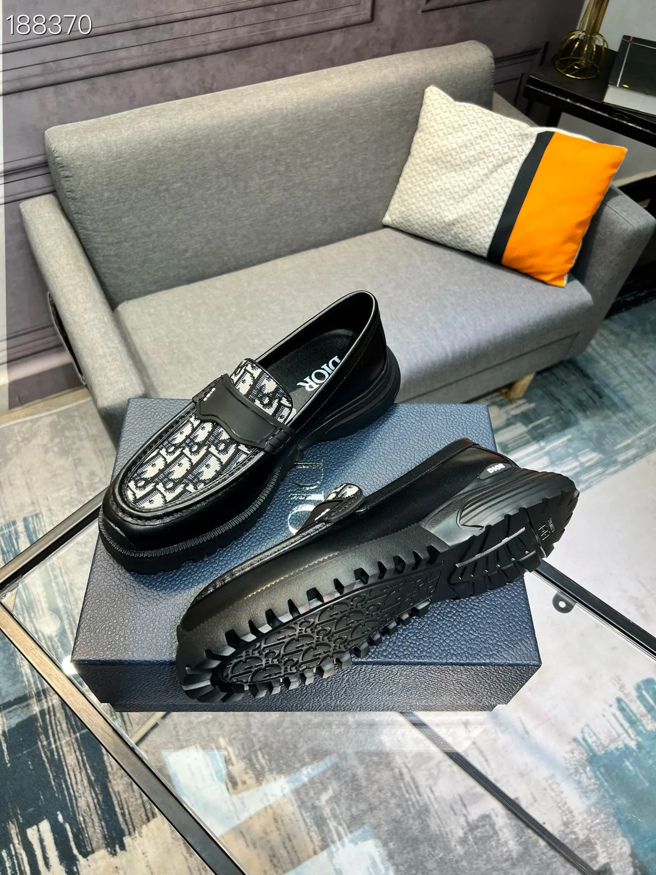 Dior B23 Mocassim Preto oblíquo jacquard Mocassins 8