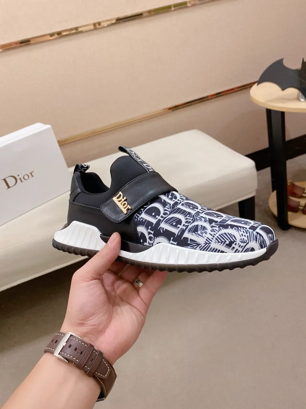 Dior B23 Monogram Print Slip-On Lifestyle Sneakers 4
